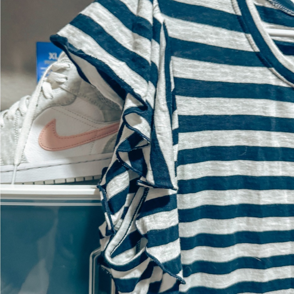 EUC, Never Worn. Caslon Navy and White Striped Tee - Picture 2 of 3